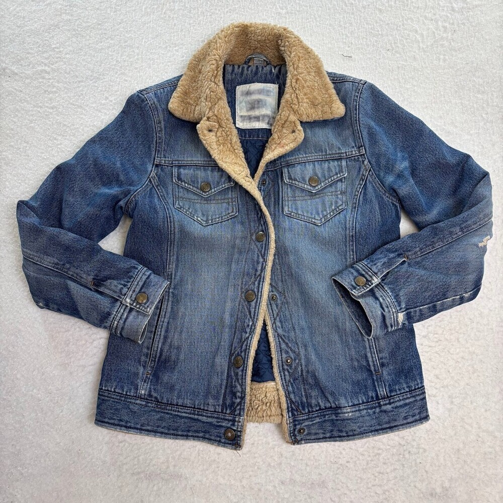 Retro 90s Y2K Style Brats Sherpa Denim Cotton Trucker Jacket Size Small